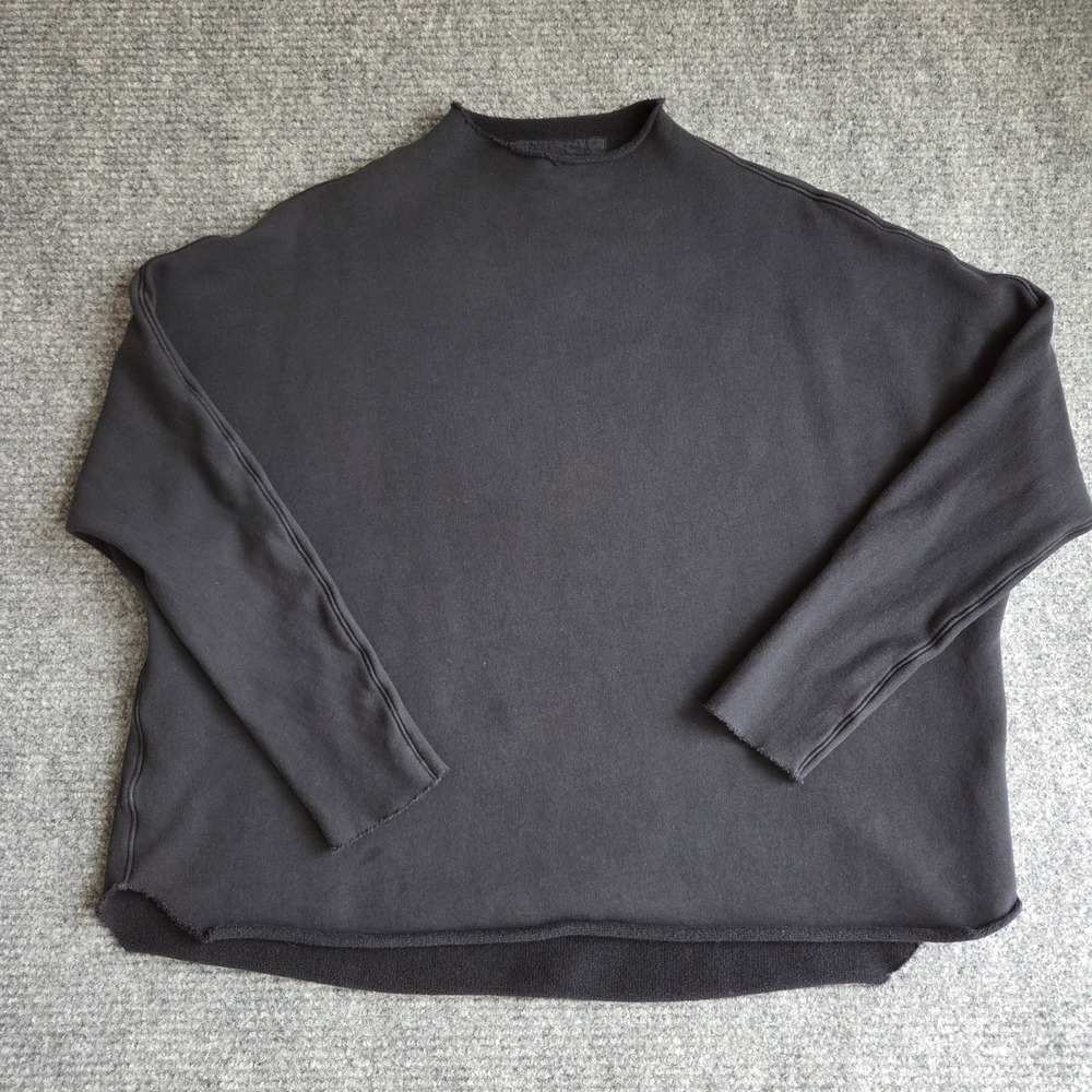 Frank & Eileen Tee Lab Black Cotton Mock Neck Raw Hem Sweatshirt M/L